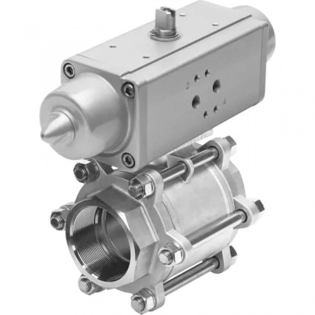 Шаровой кран с приводом Festo VZBA-4-GG-63-T-22-F10-V4V4T-PS240-R-90-4-C Ру63 Ду100 (PN63 DN100)