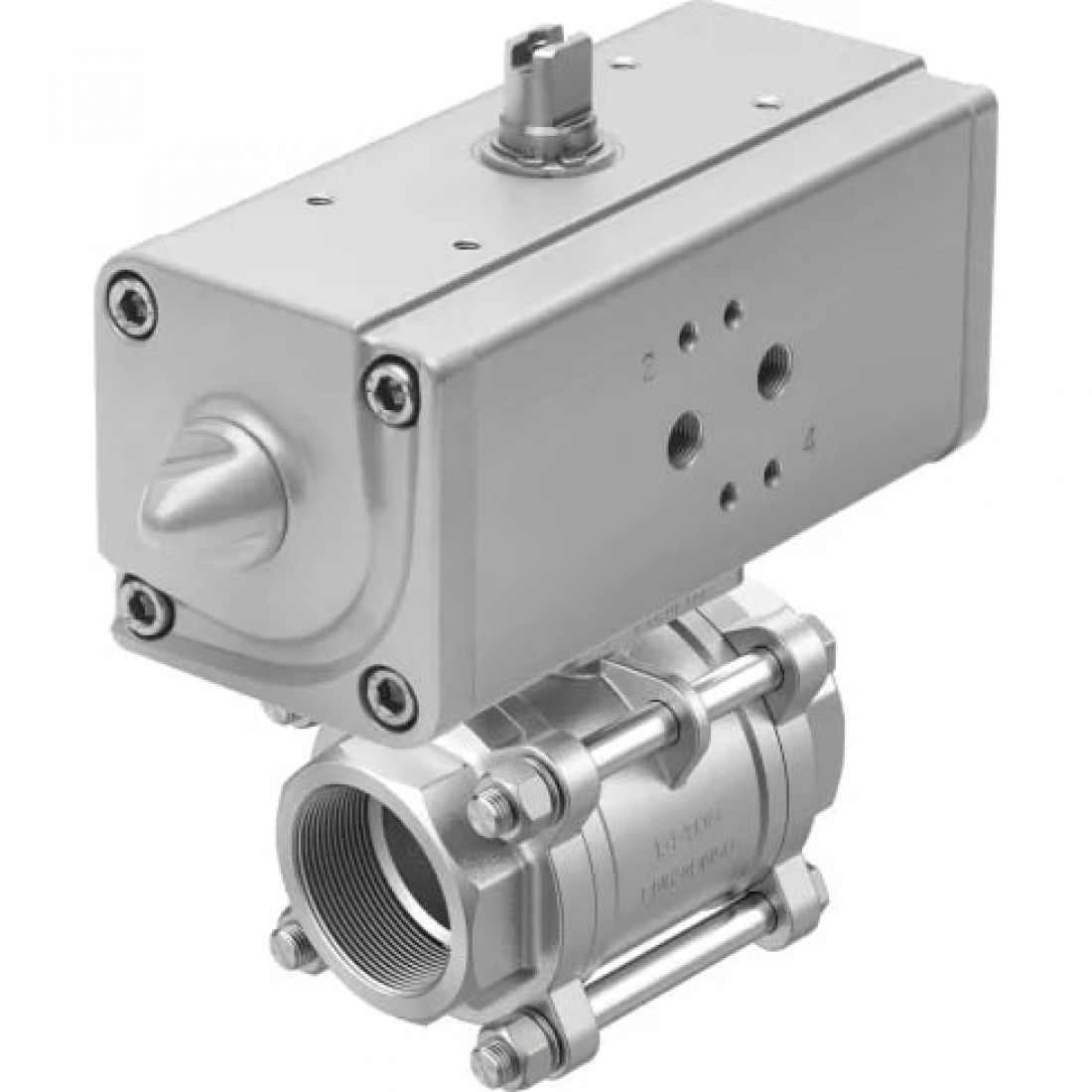Шаровой кран с приводом Festo VZBA-3/8-GG-63-T-22-F0304-V4V4T-PP15-R-90-C Ру63 Ду10 (PN63 DN10)