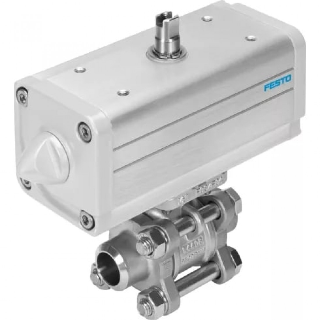 Шаровой кран с приводом Festo VZBA-1/2-WW-63-T-22-F0304-V4V4T-PP15-R-90-C Ру63 Ду15 (PN63 DN15)