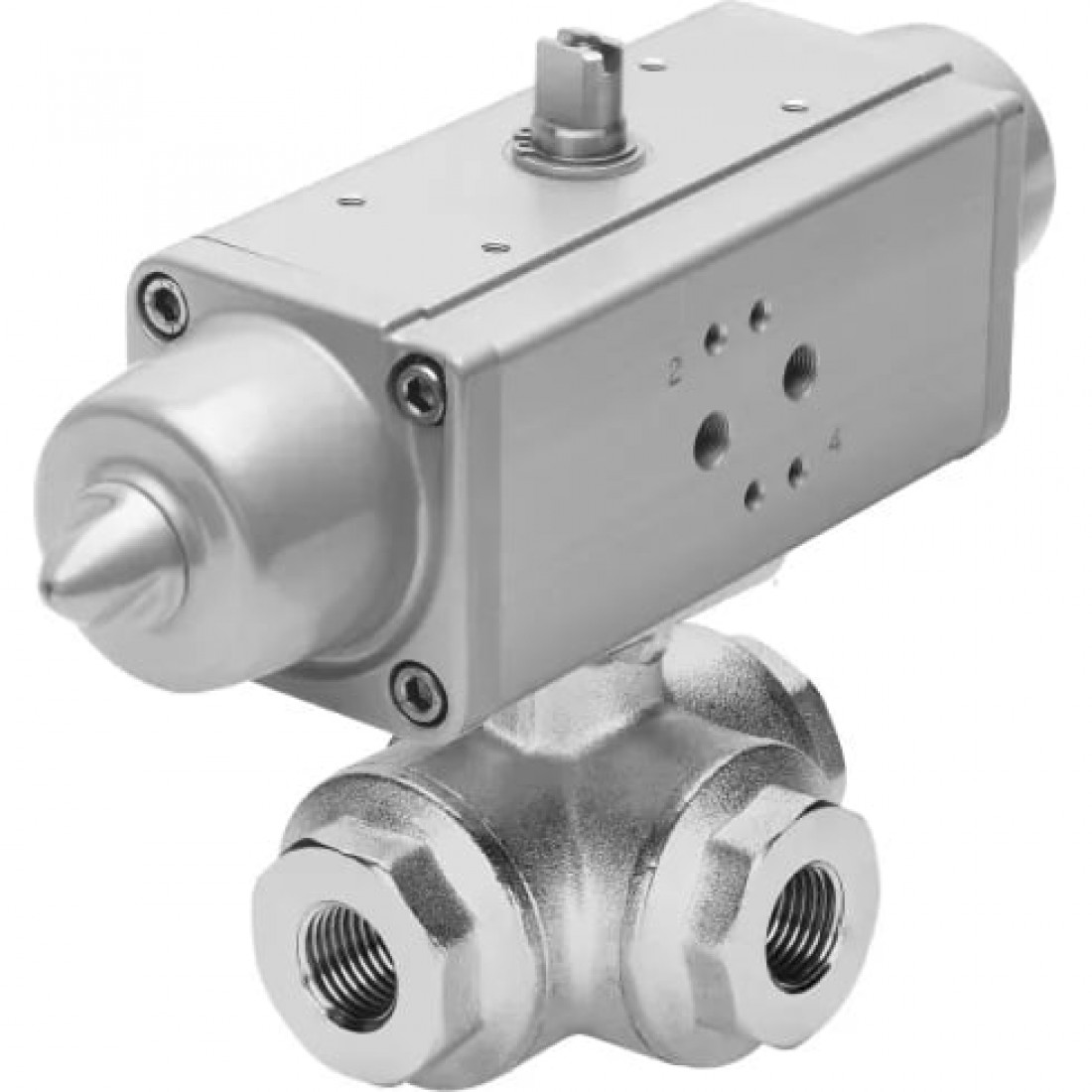 Шаровой кран с приводом Festo VZBA-3/4-GGG-63-32T-F0405-V4V4T-PS30-R-90-4-C Ру63 Ду20 (PN63 DN20)