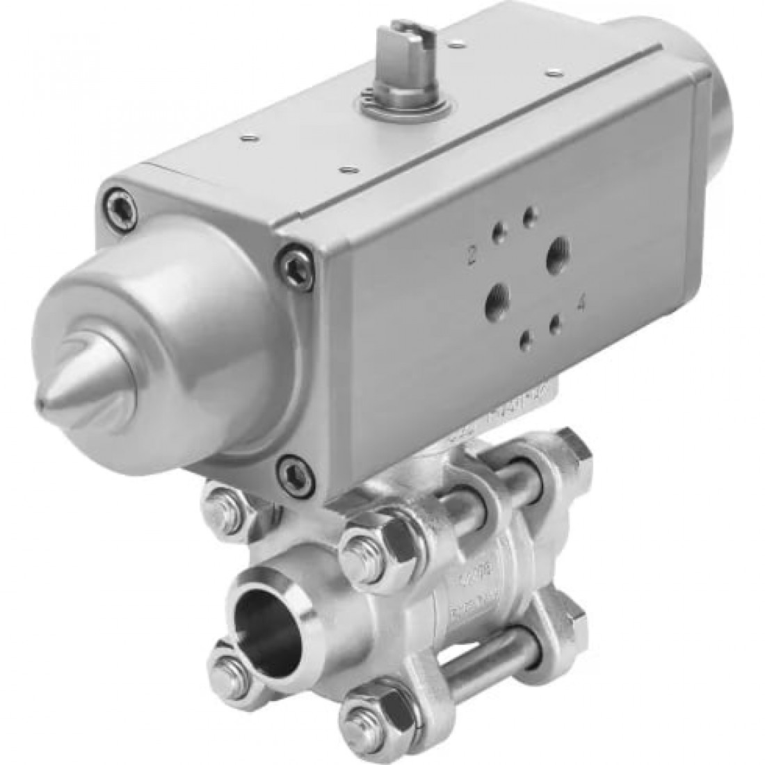Шаровой кран с приводом Festo VZBA-1-WW-63-T-22-F0405-V4V4T-PS30-R-90-4-C Ру63 Ду25 (PN63 DN25)