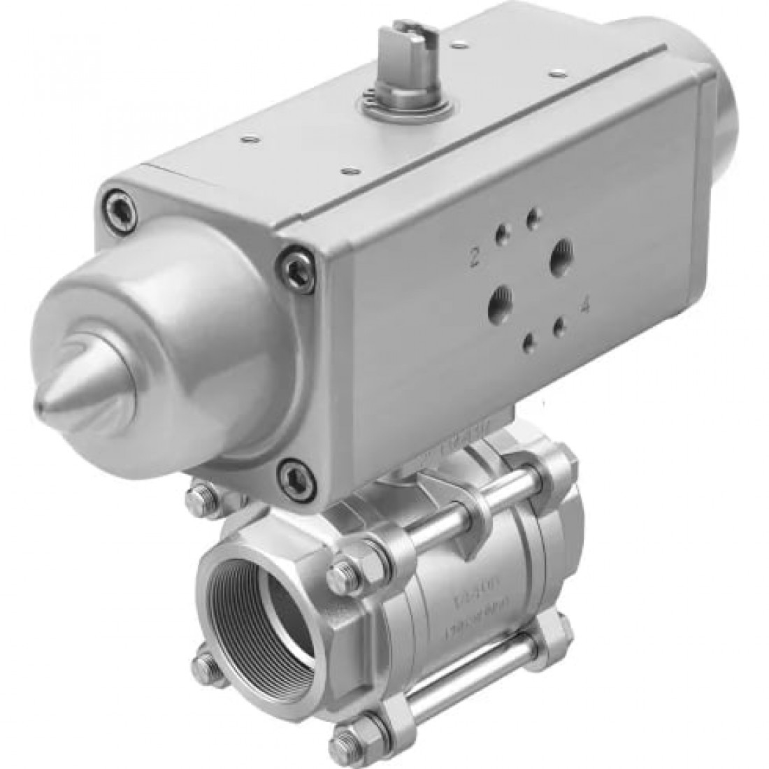 Шаровой кран с приводом Festo VZBA-21/2-GG-63-T-22-F0710-V4V4T-PS120-R-90-4-C Ру63 Ду65 (PN63 DN65)