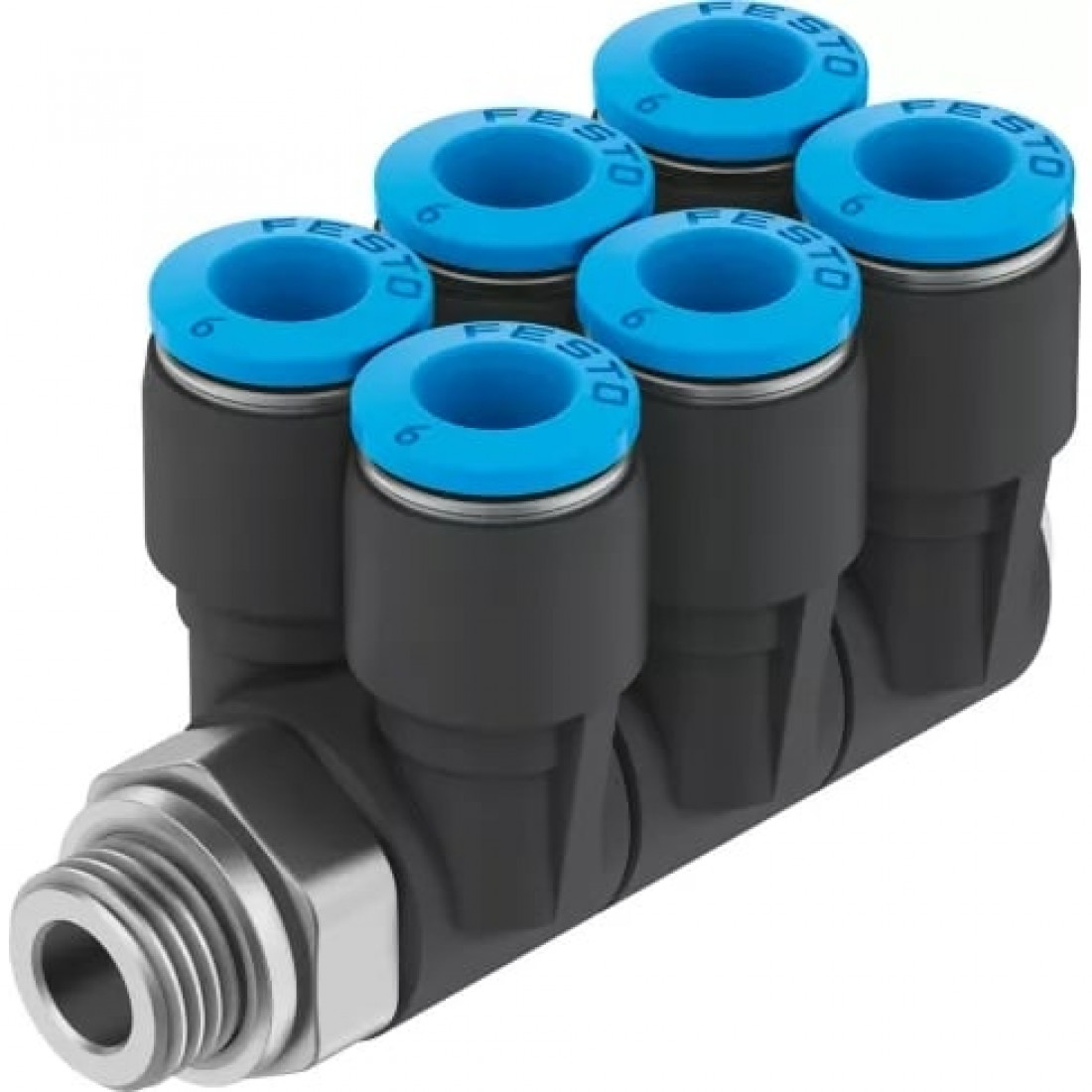 Коллектор цанговый поворотный с шестью выходами Festo QSLV6-G1/8-8